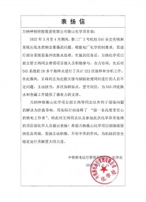 秦山化学项目：2022.2.5王祎小我私家表扬信